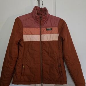L.L. Bean Women's Red and Pink Colorblock Puffer Jacket